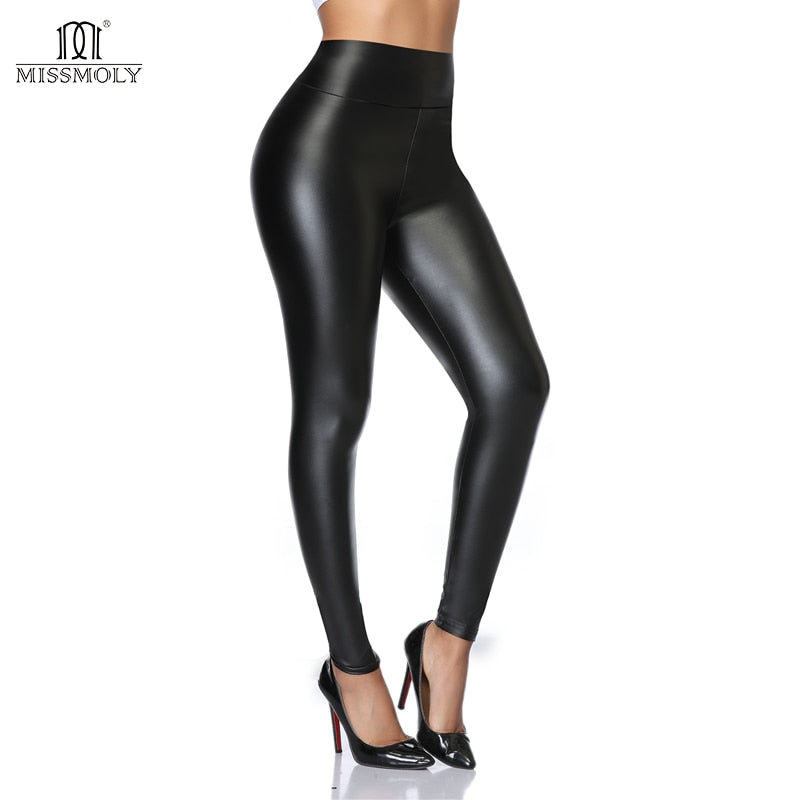 Kunstleder-Leggings mit hoher Taille für Damen, nicht durchsichtig, dicke PU-Leggings, Hüft-Push-Up, dünne Hose, Fitness-Höschen, Po-Heber