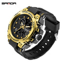 SANDA Brand Men's Watch Military Outdoor Sports Waterproof Watches Dual Display Quartz LED Digital Clock Relogio Masculino