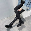 TUINANLE Chelsea Boots Chunky Boots Damen Winterschuhe PU Leder Plüsch Stiefeletten Schwarz Damen Herbst Mode Plattform Booties