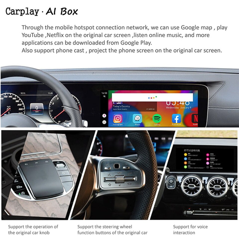 Neues Upgrade 4 + 64G Carplay Box Universal Car Android System Car-Play AI USB Dongle