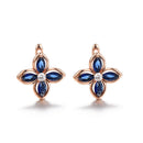 4 Color Noble Natural Zircon Flower Stud Earrings Red Green Color High Quality Earrings For Woman Aesthetic Luxury Jewelry Gift