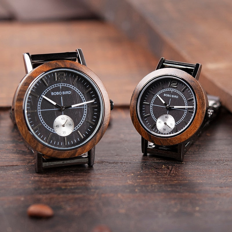 BOBO BIRD, relojes de madera para amantes, conjunto de marca superior de lujo, elegante reloj para mujer, grandes regalos para hombres, reloj Masculino