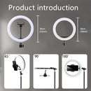Anillo de luz LED para Selfie de 10 "y 26 cm, anillo de luz para fotografía y vídeo, soporte para teléfono, trípode, luz de relleno, lámpara regulable, transmisión Trepied