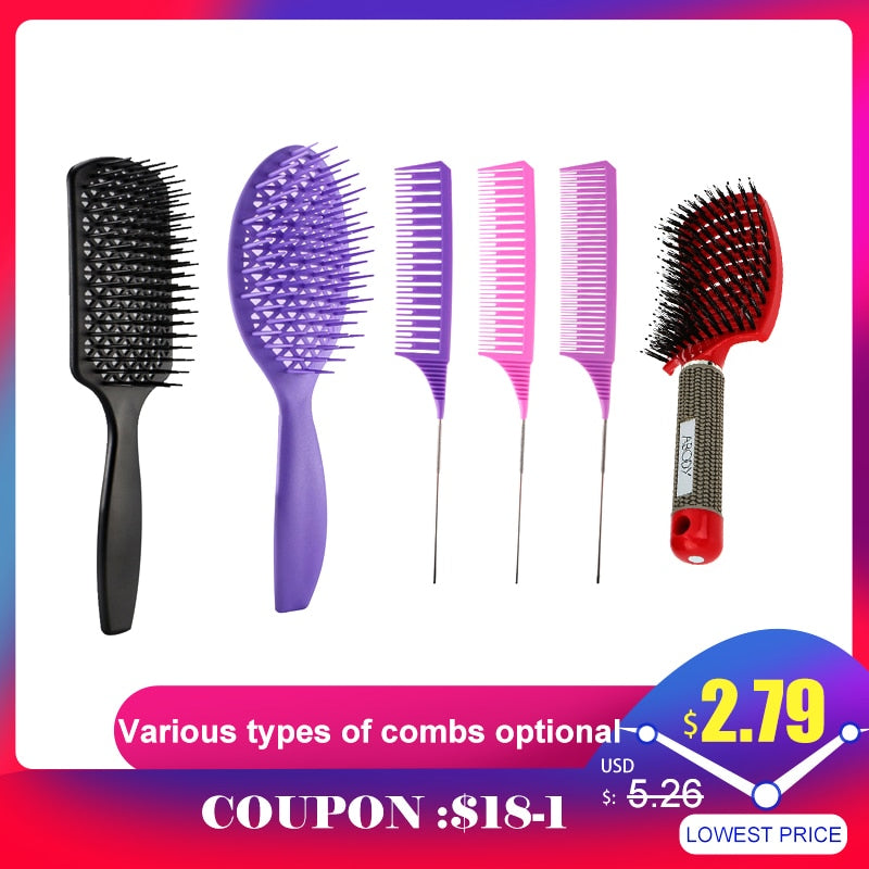 2020 New Hair Comb Hair Brush Vent Brush for Quick Blow Drying Styling Detangling Hair Brush Hairbrush Massage Comb Woman Comb