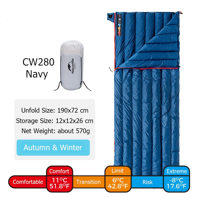 Naturehike CW280 Schlafsack Winter Wasserdicht Gänsedaunen Schlafsack Ultraleicht CWM400 Wandern Camping Schlafsack