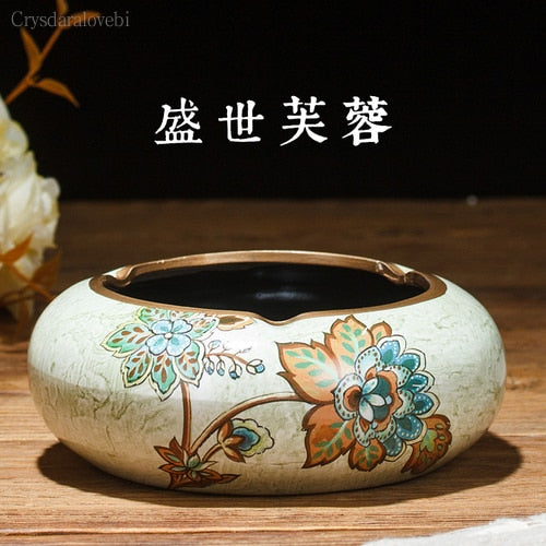 New Style Chinese Retro Ceramic Large with Lid Ashtray Modern Minimalist Creative Luxury Living Room Decoration Coffee Table