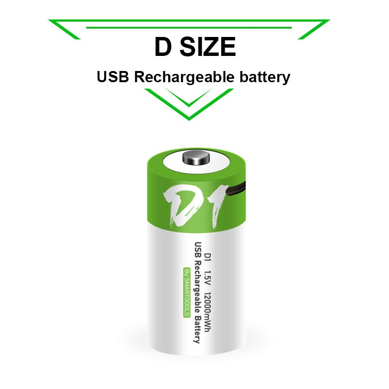 Nueva batería recargable de litio de 12000 mWh de tamaño D, baterías de iones de litio de carga USB para calentador de agua doméstico con estufa de gas natural