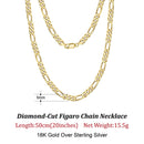 ORSA JEWELS Trendy Men Woman Figaro Chain Necklace 3.3/5/7mm Diamond-Cut Figaro Chain 925 Silver Jewelry Party Gift OSC34