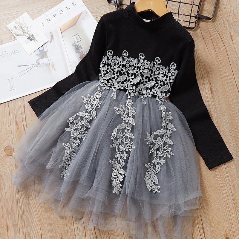 Bear Leader Girls Party Dresses 2022 New Autumn Girls Princess Dress Sashes Denim Mesh Outfits Sweet Kids Spring Clothes Suits