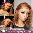 27 Short curly Honey Blonde Bob Wig Lace Front Human Hair Wigs Brazilian kinky curly Lace Closure Frontal wig For Black Women