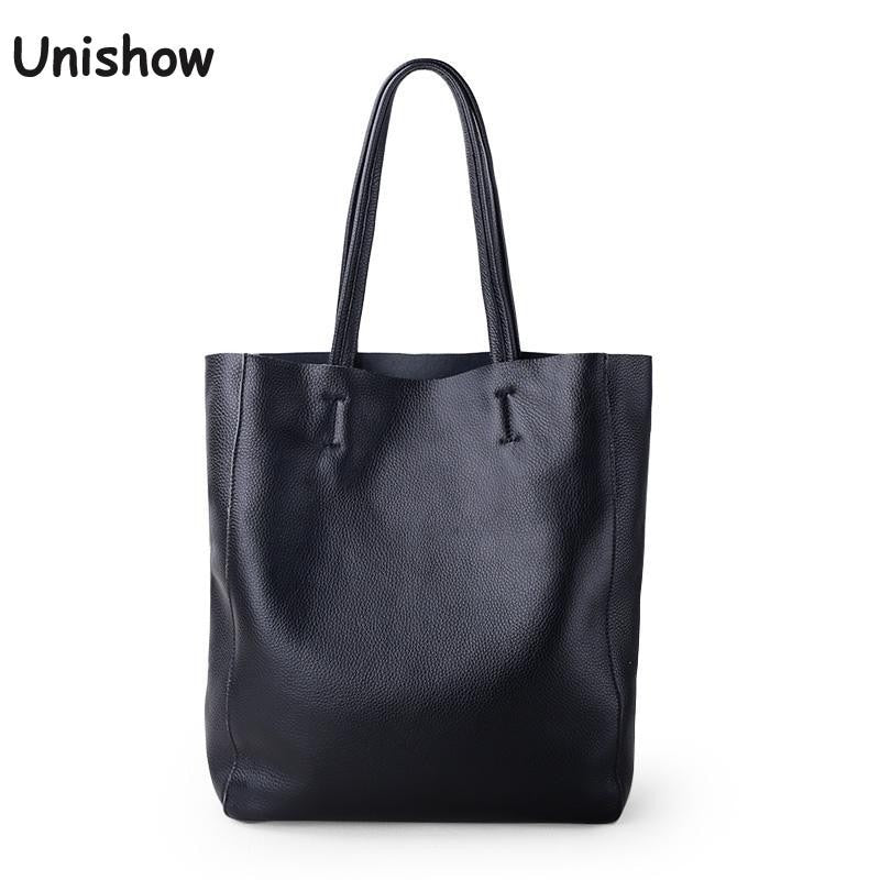 Bolso de hombro de cuero informal Simple para mujer, diseñador de marca de lujo, bolsos de mano de cuero genuino para mujer, bolso de viaje, bolso de mano grande para mujer