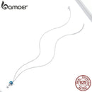 Bamoer Genuine 925 Sterling Silver Blue Enamel Moon &amp; Cat Pendant Necklace Star Neck Chain for Women Gift Fine Jewelry SCN422