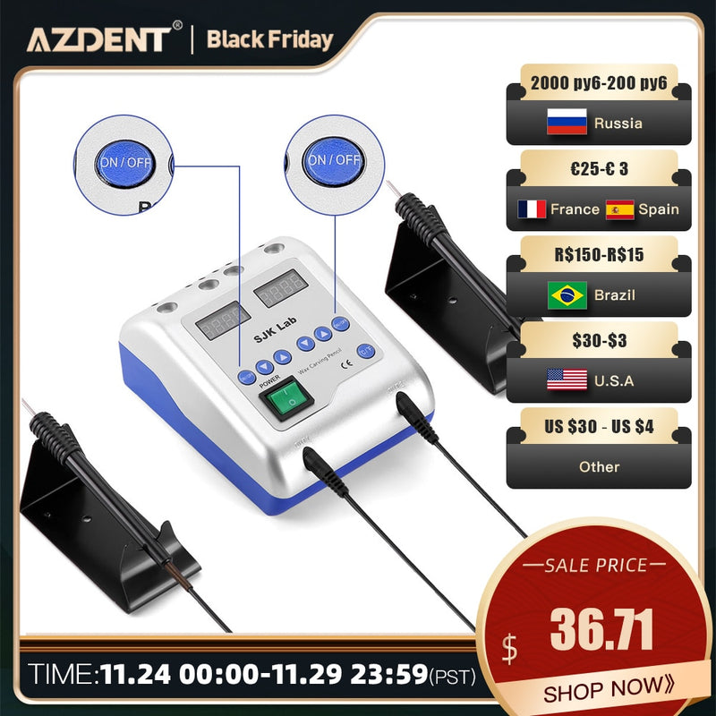 AZDENT encerador eléctrico cuchillo de cera tallado equipo de laboratorio Dental encerador eléctrico cuchillo de tallado contiene 6 puntas de cera + 2 bolígrafos herramientas dentales