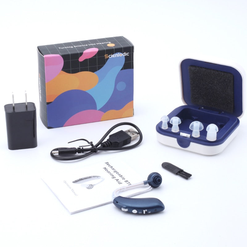 Mini wiederaufladbares Hörgerät Digital BTE Hörgeräte Einstellbarer Ton Schallverstärker Tragbares taubes älteres digitales Hörgerät