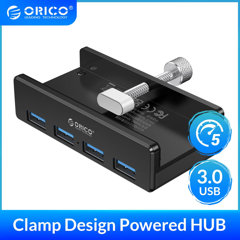 ORICO MH4PU Aluminum 4 Ports USB 3.0 Clip-type HUB For Desktop Laptop Clip Range 10-32mm With 150cm Date Cable - Silver