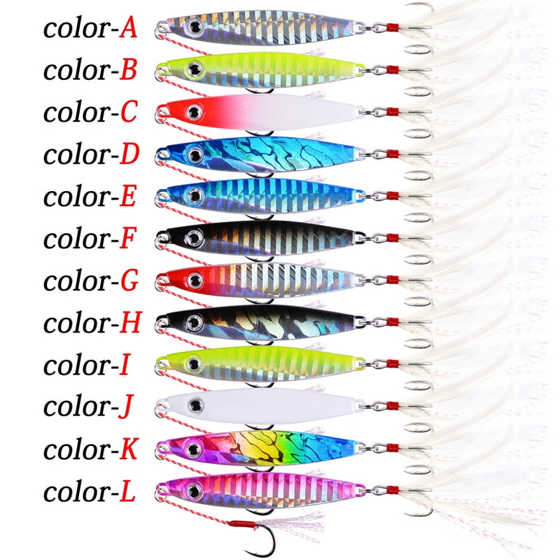 12pcs Metal Lures 7g 12g 17g 22g 30g 40g Metal Jigs Fishing Spoon Bait Sinking Lure Jigging Vibe Blade For Pike Bass Sea Fishing