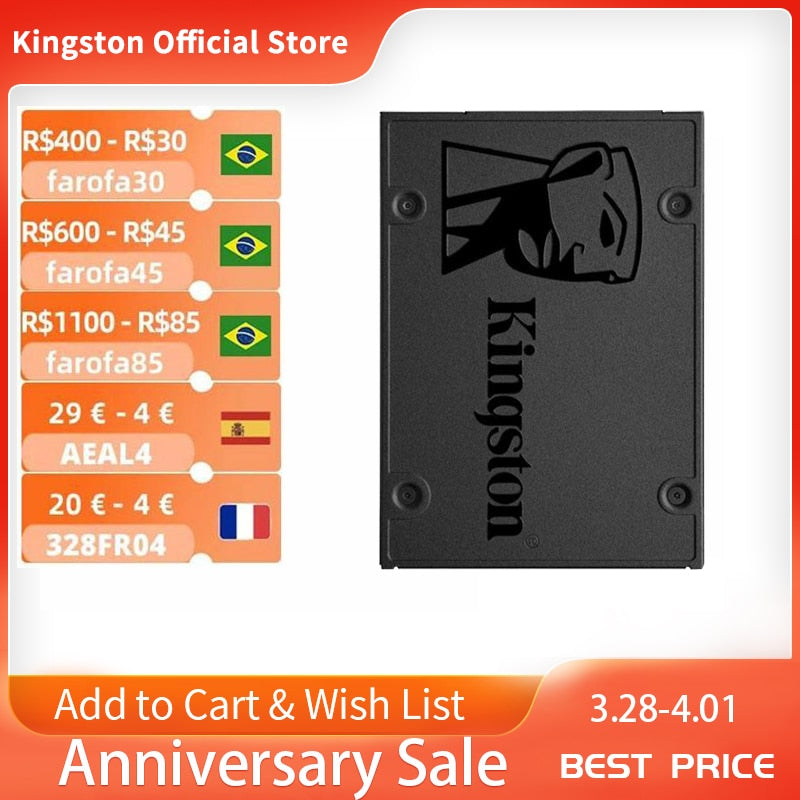 Kingston A400 Internes Solid State Drive 120 GB 240 GB 480 GB 2,5 Zoll SATA III 960 GB SSD HDD Festplatte HD für Notebook PC