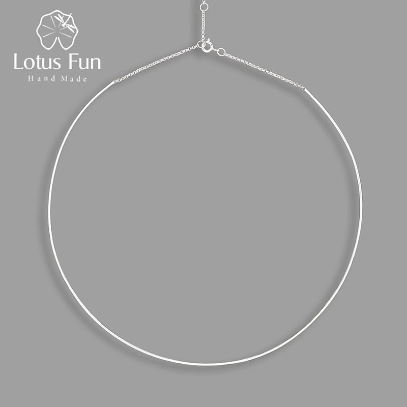 Lotus Fun 18K Gold Minimalism Cool Necklace Chain Real 925 Sterling Silver Handmade Fine Jewelry for Women Collier Acessorios