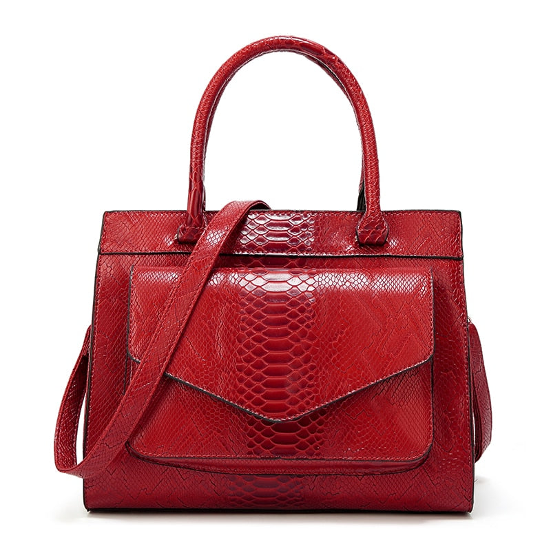 Neue Mode-Frauen-Tasche Luxe cuir Serpentine Damen-Lederhandtaschen mit Beutel Damen Trunk Tote Bolsos Damen-Umhängetasche