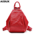 AODUX Damen Rucksack aus Vollnarben-Echtleder, weiß, blau, rot, gelb, Rucksäcke aus Rindsleder der ersten Schicht