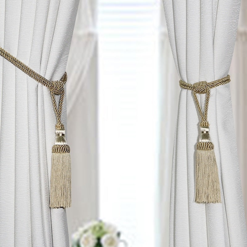 2/4Pcs Tassel Curtain Tieback Polyester Handmade Hanging Ball Tassels Fringe Curtains Holder Buckle Rope Decor Room Accessories