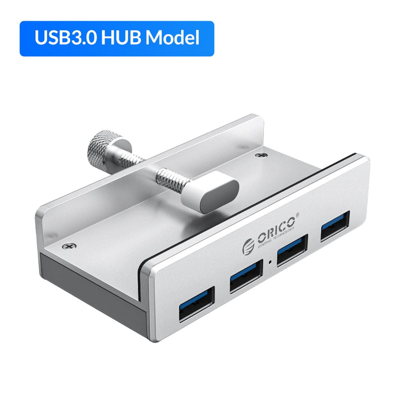 ORICO MH4PU Aluminum 4 Ports USB 3.0 Clip-type HUB For Desktop Laptop Clip Range 10-32mm With 150cm Date Cable - Silver