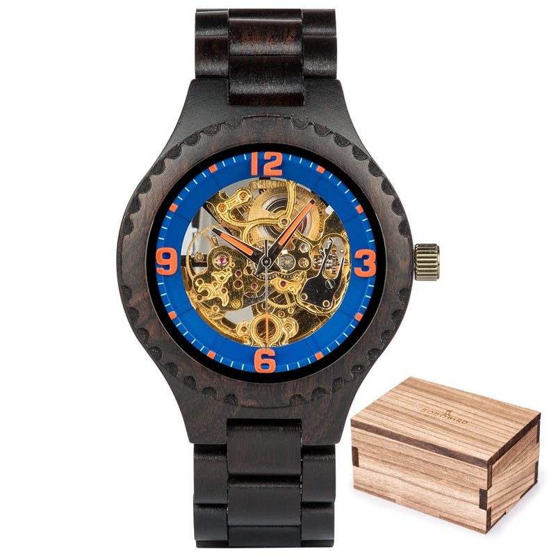 BOBO BIRD Wood Mechanical Watch Men Relogio Masculino Big Mens Watches Top Brand Luxury Timepieces erkek kol saati Dropshipping