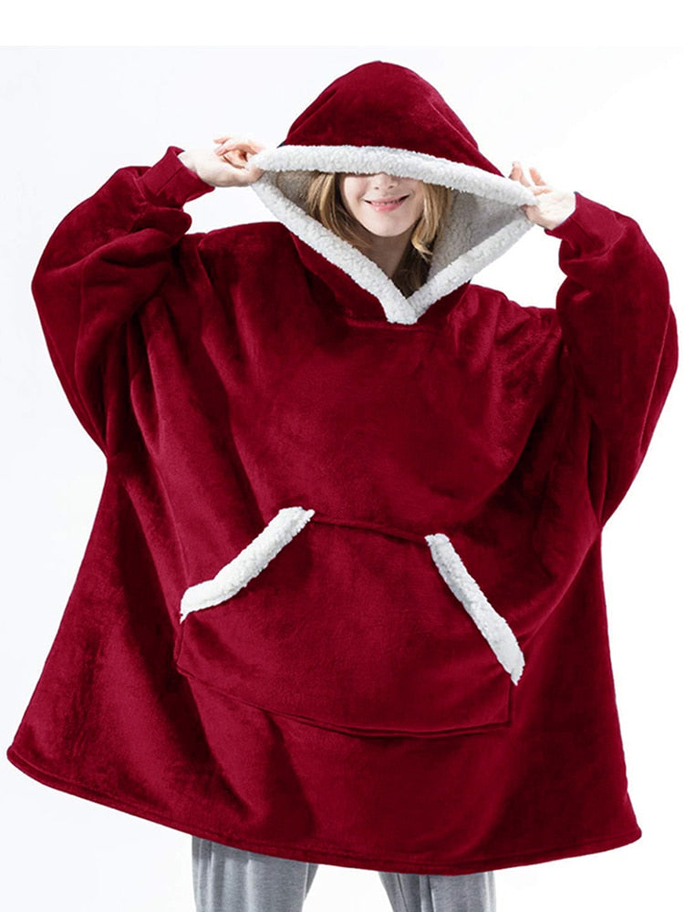 Übergroßes Hoodies-Sweatshirt für Damen, Winter-Hoodies, Fleece-Riesen-TV-Decke mit Ärmeln, Übergröße, Damen-Hoodie-Sweatshirts