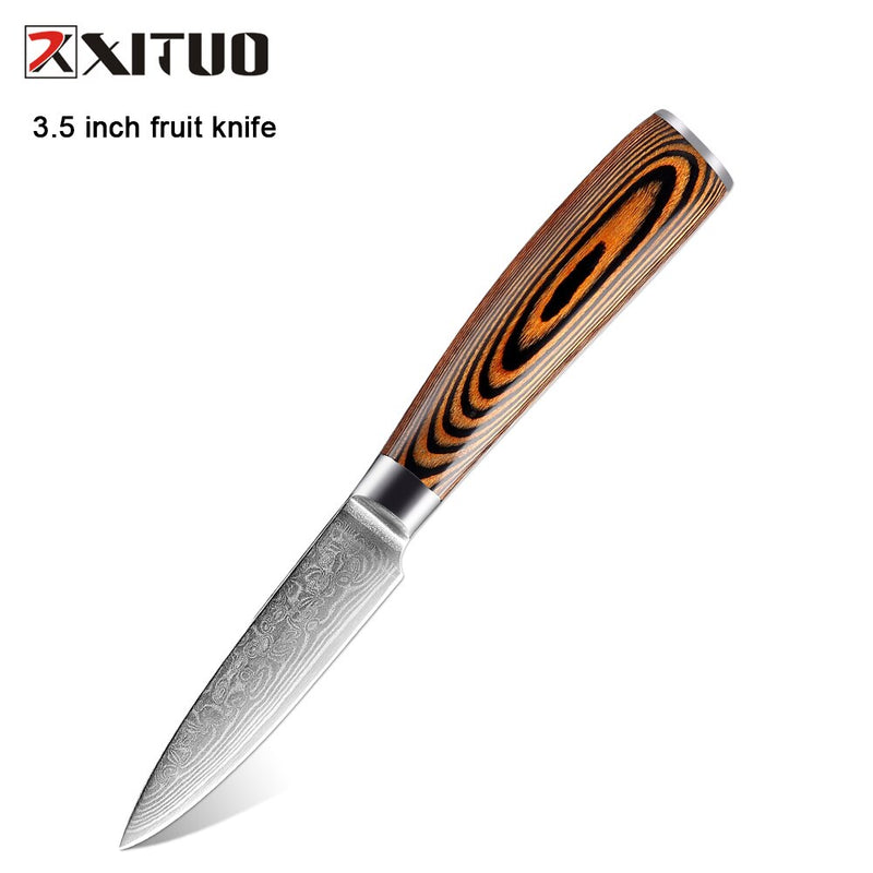 XITUO 1-4pcs kitchen knives set Japanese Damascus steel kitchen knife VG10 chef boning Paring Santoku utility knives wood handle