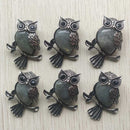 Fashion Vintage copper Plated Owl cute natural tiger eye stone onyx opal pendants for jewelry making wholesale 12pcs/lot free