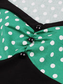 Tonval Two Tone Sweetheart Neck Button Front Vintage Party Dresses Women Pinup Retro Polka Dot A Line Summer Swing Dress