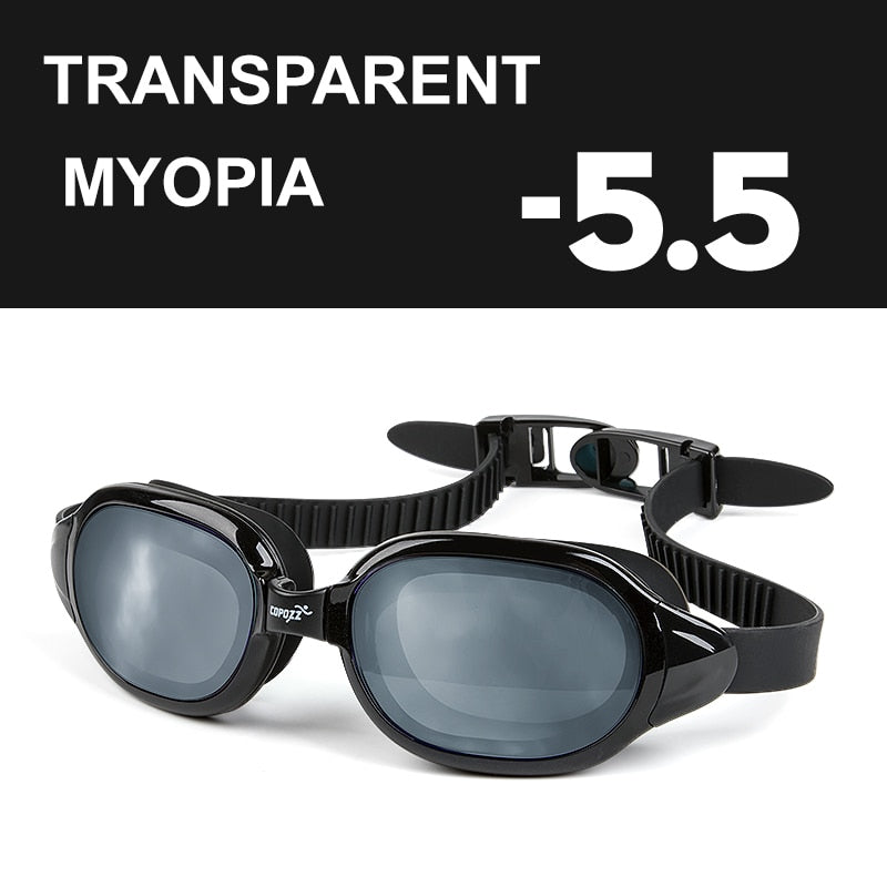 COPOZZ Gafas de natación Miopía 0 -1.5 a -7 Hombres Mujeres Anti niebla Protección UV Gafas de natación impermeables Dioptrías Gafas de natación