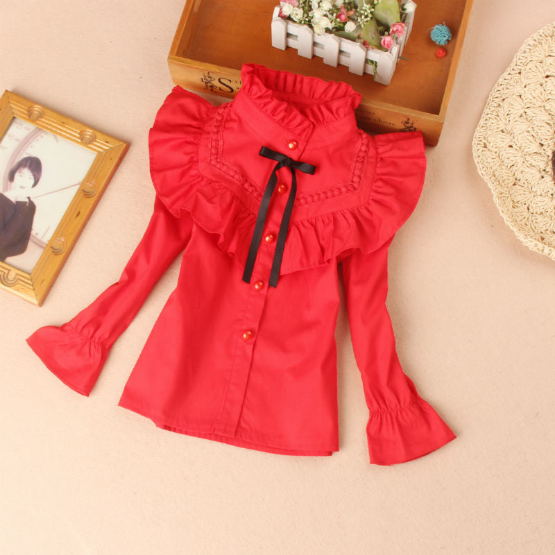 New Spring Fall 2019 Cotton Blouse for Big Girls Solid Color Clothes Children Long Sleeve School Girl Shirt Kids Tops 2-16 Y