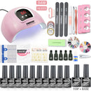 Juego de esmaltes de uñas de gel 20000-35000RPM Kit de máquina de taladro de uñas con lámpara LED UV Kit de herramientas de manicura Juego de arte de uñas Gel de uñas UV Builder