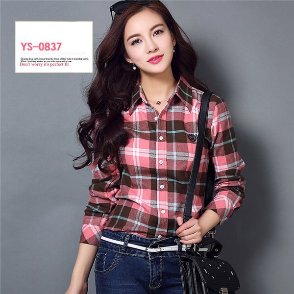 S-4XL Frauen Baumwollhemd Frühling Herbst Winter 2022 Neue Casual Langarm Gebürstet Plaid Streifen Shirts Mädchen Tops Bluse Weiblich