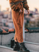 Vintage Pants Woman High Waist 2022 Autumn Ankle Length Pants Ladies Solid Streetwear Wide Leg Pants Loose Harem Pants For Women