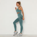 Conjunto de gimnasio sin costuras, sujetador deportivo y mallas, conjunto de ropa para correr para mujer, mallas deportivas de entrenamiento sin costuras, traje deportivo para mujer