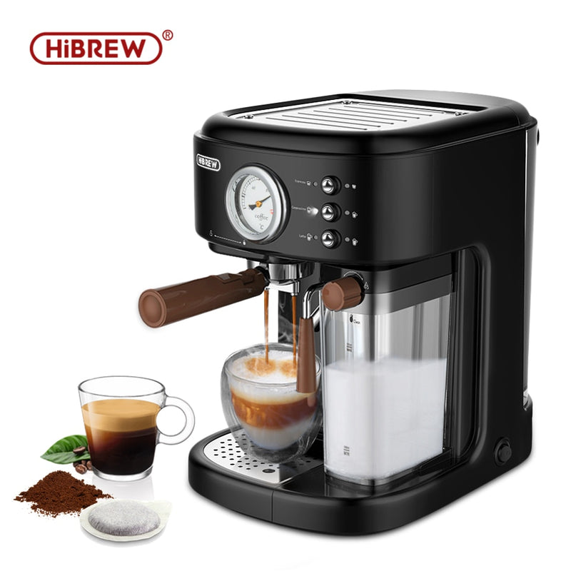 HiBREW Vollautomatischer Espresso Cappuccino Latte 19Bar 3 in 1 Kaffeemaschine Automatischer heißer Milchschaum ESE pod&amp;Ground Coffee H8A