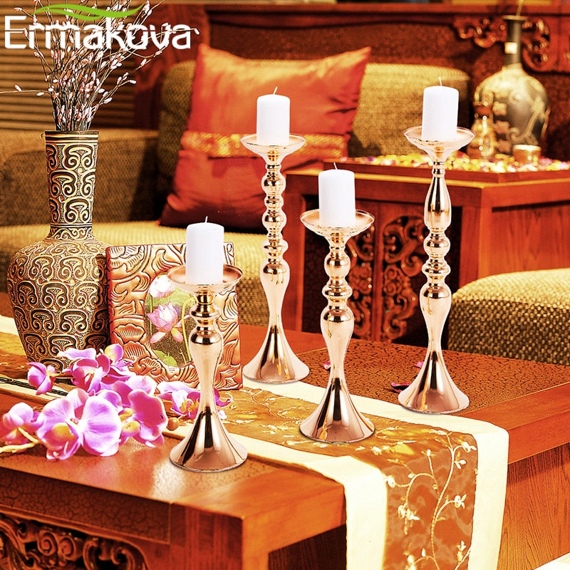 ERMAKOVA Candle Holders Stand Column Candlestick Event Road Lead Flower Vase Rack Table Wedding Centerpieces Party Dinner Decor