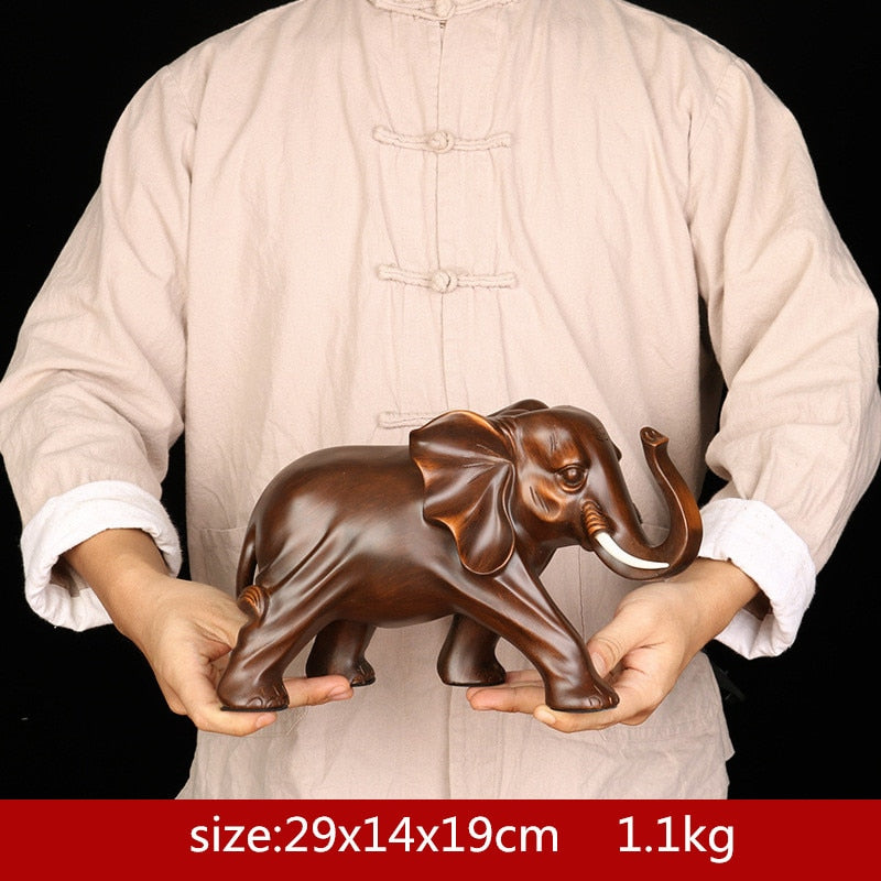 Estatua de resina de elefante elegante Feng Shui, estatuilla de riqueza de la suerte, adornos artesanales, regalo para decoración de escritorio de oficina en casa