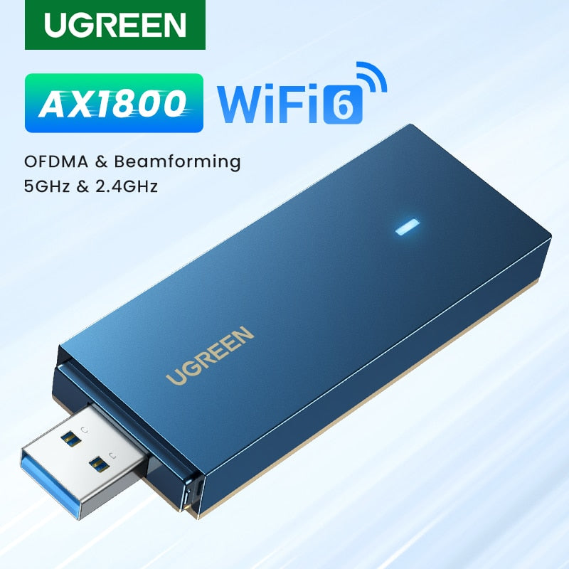 Adaptador WiFi UGREEN AX1800M WiFi6 5G y 2,4G, tarjeta WiFi USB para ordenador portátil de escritorio, antena Wifi, tarjeta de red Ethernet USB, Dongle WiFi