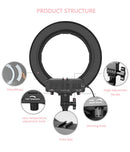Travor 12-Zoll-Ringlicht, zweifarbig, dimmbar mit Stativ, 45 W, 384 LEDs, für Live-Video-Streaming, Fotografie, Make-up-Ringlicht