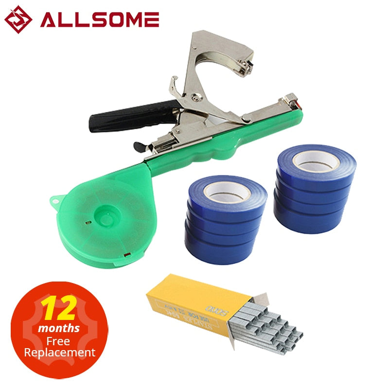 ALLSOME Tying Machine Plant Garden Plant Tapetool Tapener +10 Rolls Tape Set for Vegetable Grape Tomato Cucumber Pepper Flower