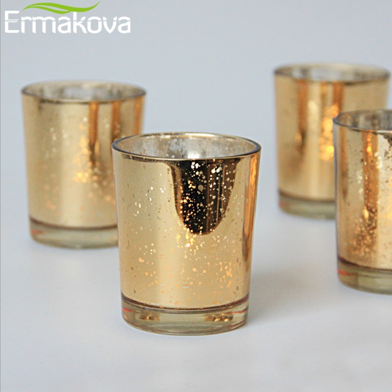 ERMAKOVA 6/12 Pcs Votive Candle Holder Mercury Glass Tealight Candle Holder for Wedding Parties Hotel Cafe Bar Home Decoration