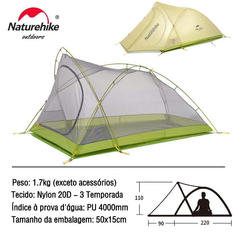 Naturehike Cirrus Ultraleichtes Zelt 2-Personen-Zelt Camping Wanderzelte Leichtes Rucksackzelt Strandzelt mit Fußabdruck
