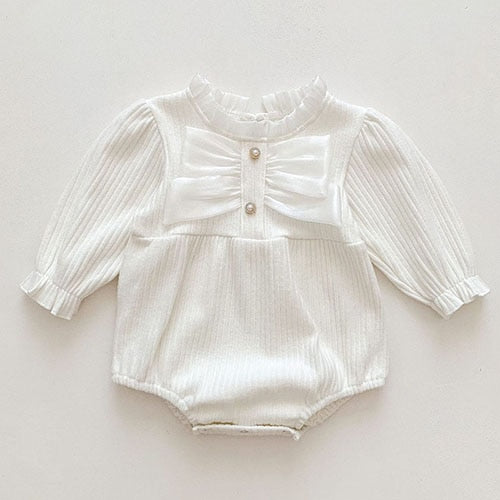 New Autumn Korean Style Baby Girls Cotton Princess Romper Long Sleeve Baby Girls Jumpsuits Newborn Girls Crawling Clothes