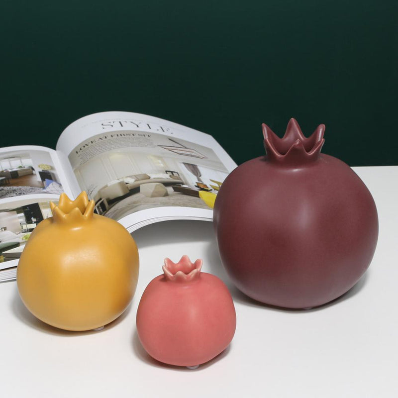 Figuritas de cerámica de granada nórdica creativas Color sólido mate decoración para sala de estar estante de pared decoración artesanía dormitorio maceta