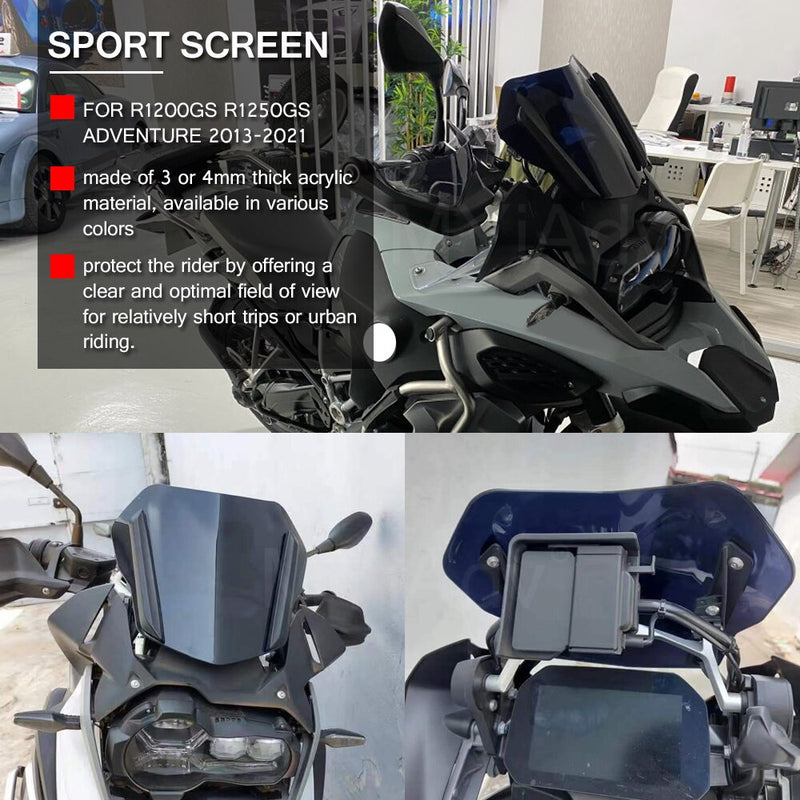 Windshield For BMW R1200GS R1250GS Adventure 2013-2021 2022 R1200 GS R1250 Motorcycle Sport Windscreen Wind Deflector Protector