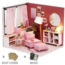 Diy Dollhouse Wooden Miniatures Doll House Furniture LED Lights House Building Kit Toys for Children Birthday Gifts