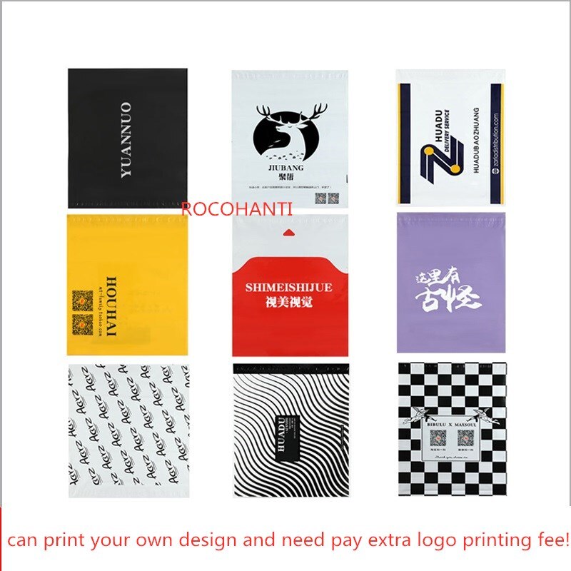 100Pcs Custom LOGO Printing Poly Mailers With Handle Plastic Shipping Mailing Bag Envelopes Courier Gift Packaging Bags